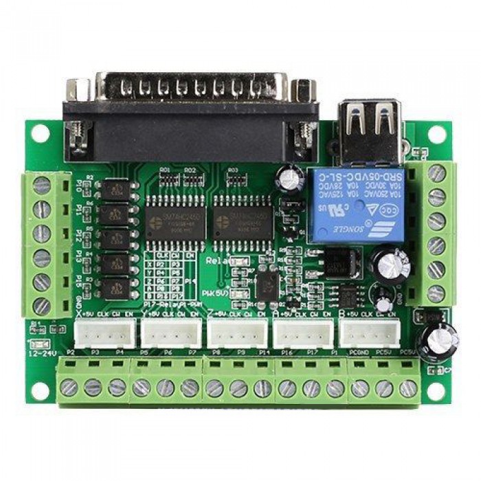 5 Axis CNC Interface Adapter Breakout Board For Stepper Motor Driver Mach3 W/USB 