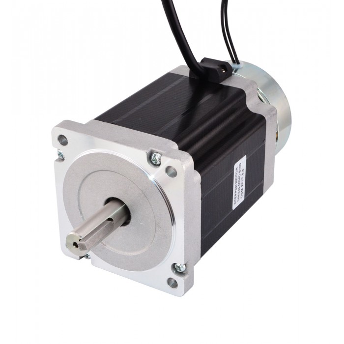 Nema 34 Stepper Motor Bipolar 1.8 Deg 8.5Nm(1204oz.in) 5A 5V with Brake 4 Wires Keyway Shaft