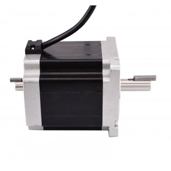 Keyway Dual Shaft Nema 34 Stepper Motor Bipolar 1.8 Deg 7.07Nm (1001oz.in) 3.39V 4.24A 86x86x98mm 4 Wires