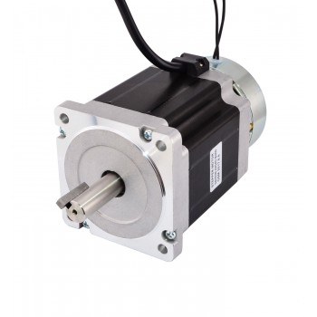 Nema 34 Stepper Motor Bipolar 1.8 Deg 7.0Nm(1001oz.in) 4.24A 3.39V with Brake Keyway Shaft