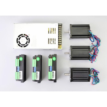 3 Axis Stepper Motor CNC Kit 3.0Nm(425oz.in) 1.8 Deg Nema 23 Stepper Motor & Driver & Power Supply