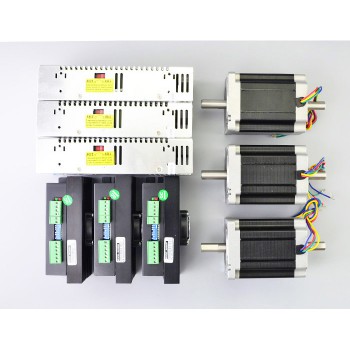 3 Axis CNC Kit 8.5Nm(1204oz.in) 1.8 Deg Nema 34 Stepper Motor & Driver & Power Supply