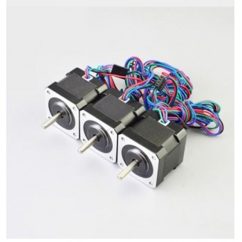 3 PCS Nema 17 Stepper Motor Bipolar 45Ncm (64oz.in) 2.2V 2A 42x40mm 4 Wires withh 1m Cable & Connector (17HS16-2004S1)