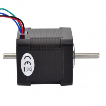 Dual Shaft Nema 17 Stepper Motor Bipolar 1.8 Deg 44Ncm (62.3oz.in) 1.68A 2.8V 42x48mm 4 Wires