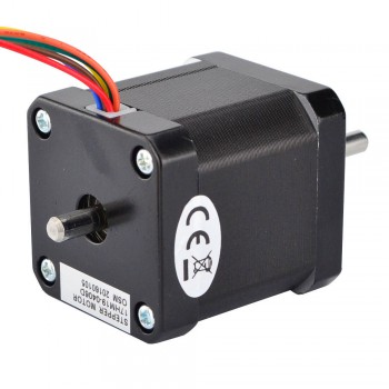 Dual Shaft Nema Size 17 Stepper Motor Unipolar 0.9 Deg 32Ncm (45.3oz.in) 0.4A 12V 42x48mm 6 Wires