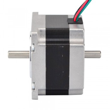 Dual Shaft Nema 23 Stepper Motor Bipolar 1.8 Deg 0.55Nm (78oz.in) 2.8A 2V 57x57x41mm 4 Wires