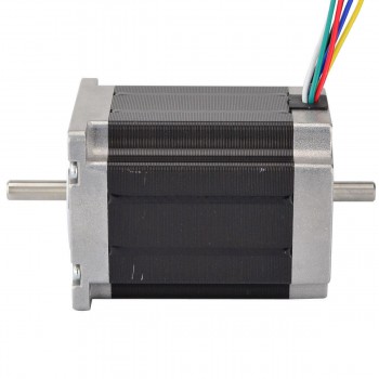 Dual Shaft Nema 23 Stepper Motor Unipolar 1.8 Deg 1.35Nm (191.2oz.in) 3A 3V 57x76mm 6 Wires