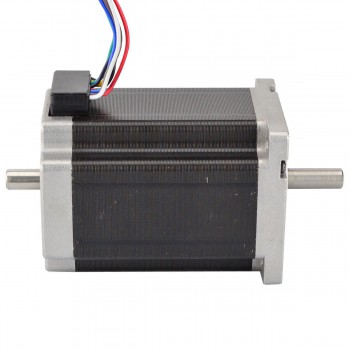 Dual Shaft Nema 24 Stepper Motor 1.8 Deg 3.1Nm (439 oz.in) 60x60x80mm D-Cut Shaft 8 Wires