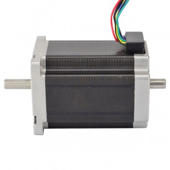 Dual Shaft Nema 24 Stepper Motor 1.8 Deg  3.1Nm (439 oz.in) 60x60x80mm D-Cut Shaft 8 Wires