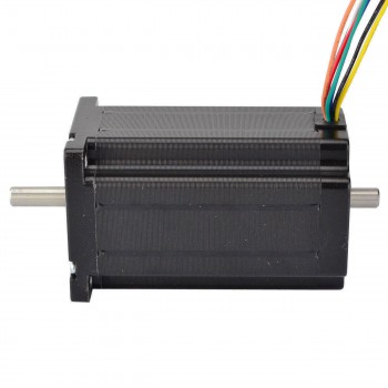 Dual Shaft Nema Size 24 Stepper Motor 1.8 Deg 4Nm (566 oz.in) D-Cut Shaft 8 Wires