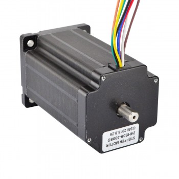 Dual Shaft Nema Size 24 Stepper Motor 1.8 Deg 4Nm (566 oz.in) D-Cut Shaft  8 Wires