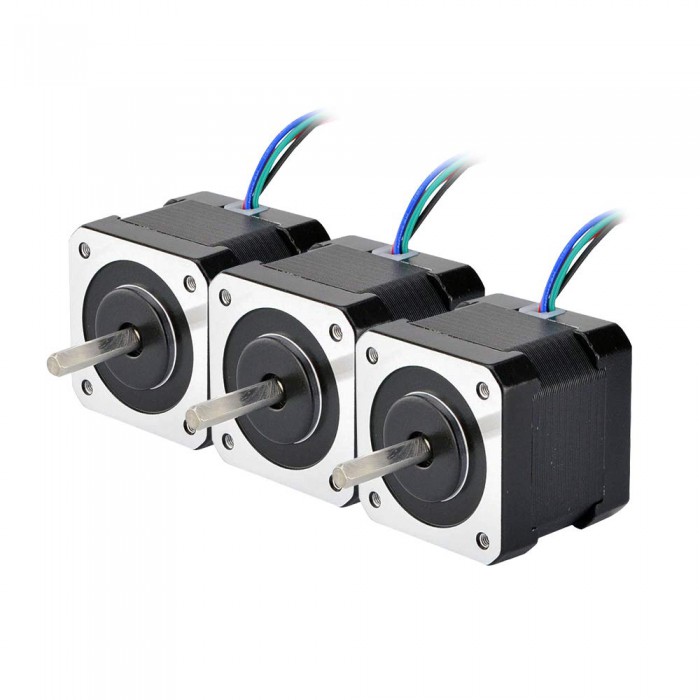 3 PCS Nema 17 Stepper Motor Bipolar 45Ncm (64oz.in) 2.2V 2A 42x40mm 4 Wires w/h 1m Cable & Connector (17HS16-2004S1)