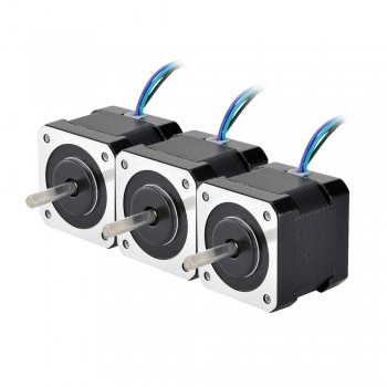 3 PCS Nema 17 Stepper Motor Bipolar 45Ncm (64oz.in) 2.2V 2A 42x40mm 4 Wires withh 1m Cable & Connector (17HS16-2004S1)