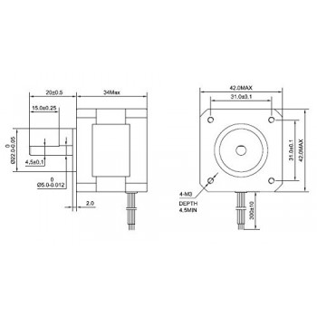 Stepper Motor for 3D Printer DIY CNC Robot, -10-50 Degree C, 0.4 Amp, Black 17HS13-0404S1