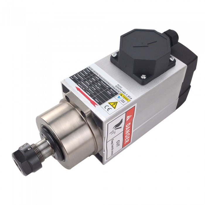 1.5KW Square Air Cooled Spindle Motor 380V 3.8A 18000RPM 300Hz ER20 Collet CNC Spindle Motor 