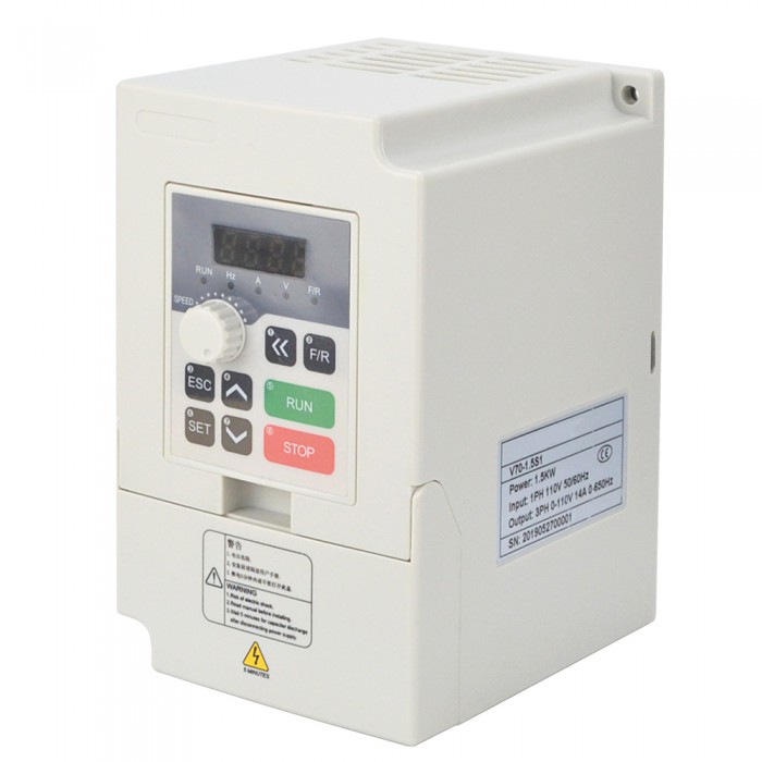 VFD Variable Frequency Drive 1.5KW 2HP 14A 110V Frequency Inverter for Spindle Motor Speed Control