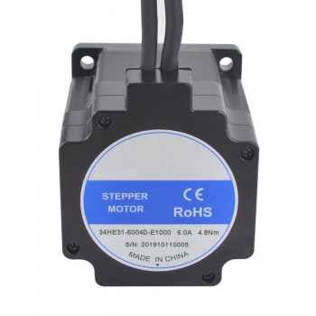 E Series Nema 34 Closed Loop Stepper Motor 1.8 Deg 4.8 Nm 6.0A 2 Phase with Encoder 1000CPR