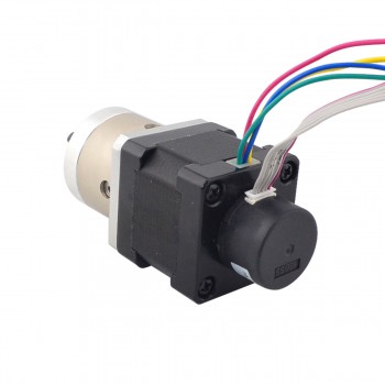 Nema 14 Closed-loop Geared Stepper L=34mm 1.8 Deg 0.14Nm 1A 3.20V Bipolar with 5:1 Encoder 300CPR