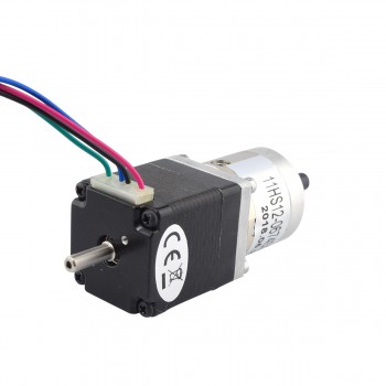 Nema 11 Geared Stepper Motor L=31mm 1.8 Deg 7Ncm 0.67A with Rear Shaft & 5:1 Gearbox