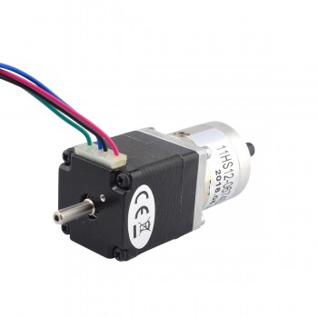 Nema 11 Geared Stepper Motor L=31mm 1.8 Deg 7Ncm 0.67A with Rear Shaft  & 5:1 Gearbox