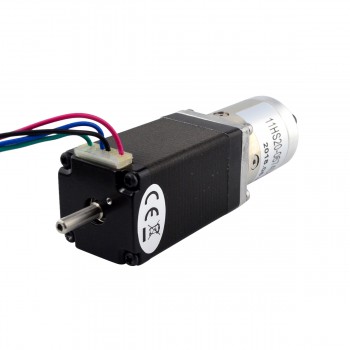 Nema 11 Geared Stepper Motor L=51mm 1.8 Deg 14Ncm 0.67A 8.04V with 14:1 Gearbox D-Cut