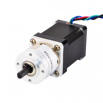 Nema 14 Gear Stepper Bipolar L=52mm 0.49 Deg 1.5A 4.2V with Rear Shaft & 4:1 Planetary Gearbox