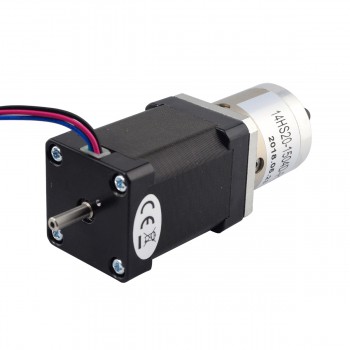 Nema 14 Geared Stepper Motor L=52mm 1.8 Deg 40Ncm 4.20V 1.5A with 14:1 Gearbox Dual Shaft