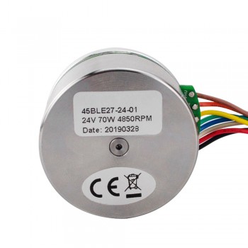 External Rotor Motor 24V 4850RPM 0.13Nm 70W 3.6A Ф43.2x27mm Brushless DC Flat Motor