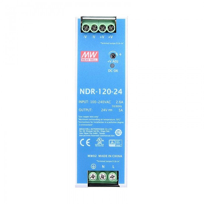 Meanwell NDR-120-24 Switching Power Supply 120W 24VDC 5A 115/230VAC DIN Rail Power Supply