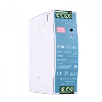 Mean Well EDR-120-12 Switching Power Supply 120W 12VDC 10A 115/230VAC DIN Rail Power Supply