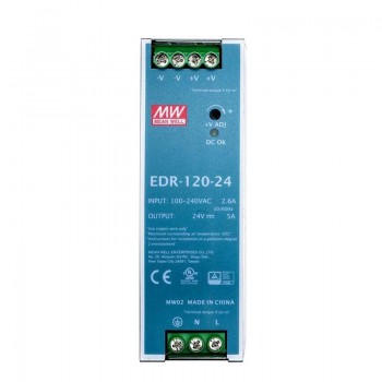 MeanWell EDR-120-24 Switching Power Supply 120W 24VDC 5A 115/230VAC DIN Rail Power Supply