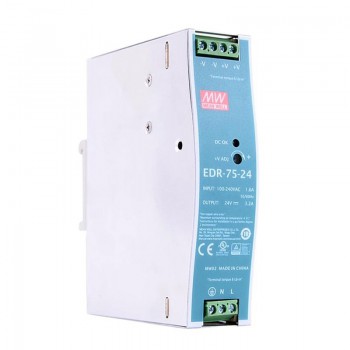 Mean Well EDR-75-24 Switching Power Supply  75W 24VDC 3.2A 115/230VAC DIN Rail Power Supply