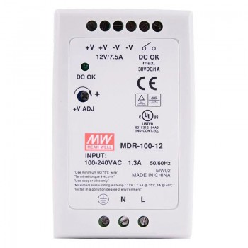 Mean Well MDR-100-12 CNC Power Supply 100W 12VDC 7.5A 115/230VAC DIN Rail Power Supply