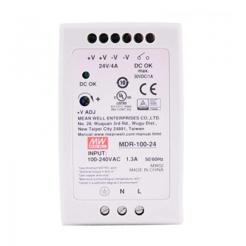Meanwell MDR-100-24 Switching Power Supply 100W 24VDC 4A 115/230VAC DIN Rail Power Supply