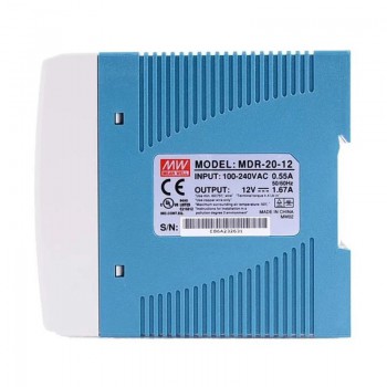 Mean Well MDR-20-12 CNC Power Supply 20W 12VDC 1.67A 115/230VAC DIN Rail Power Supply