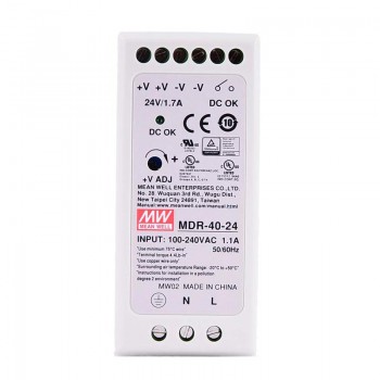 Meanwell MDR-40-24 40W 24VDC 1.7A 115/230VAC DIN Rail Power Supply