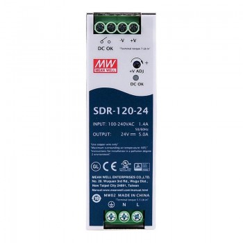 Mean Well SDR-120-24 120W 24VDC 5A 115/230VAC with PFC Function DIN Rail Power Supply