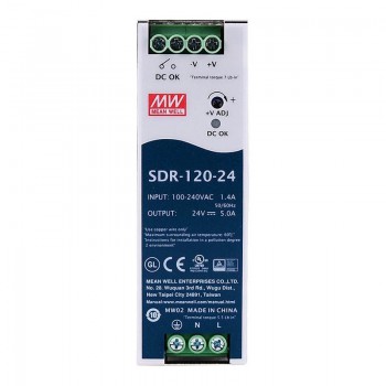 Mean Well SDR-120-24 CNC Power Supply 120W 24VDC 5A 115/230VAC with PFC Function DIN Rail Power Supply