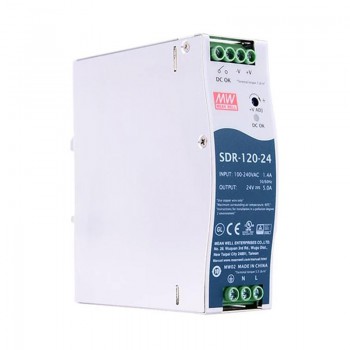 Mean Well SDR-120-24 CNC Power Supply 120W 24VDC 5A 115/230VAC with PFC Function DIN Rail Power Supply