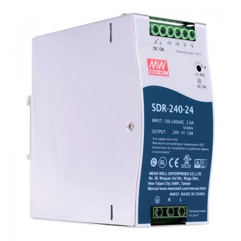 Mean Well SDR-240-24 CNC Power Supply 240W 24VDC 10A 115/230VAC with PFC Function DIN Rail Power Supply