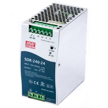 Mean Well SDR-240-24 CNC Power Supply 240W 24VDC 10A 115/230VAC with PFC Function DIN Rail Power Supply