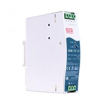 Meanwell SDR-75-12 Switching Power Supply 75.6W 12VDC 6.3A 115/230VAC DIN Rail Power Supply