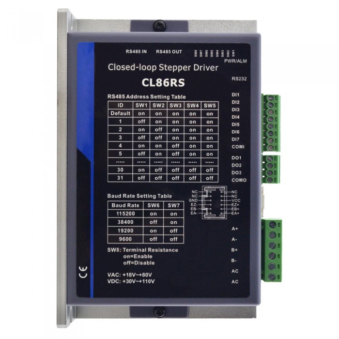 Modbus RS485 Closed Loop Stepper Motor Driver 2.1-8.0A 30-110VDC / 18-80VAC for Nema 34 Closed Loop Stepper Motor with encoder 