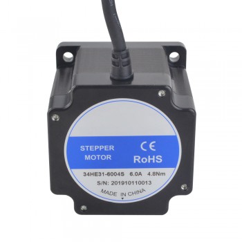 E Series Nema 34 Stepper Motor Bipolar 2 Phase 1.8 Degree 4.8 Nm(679.87oz.in) 6.0A 86x86x80mm