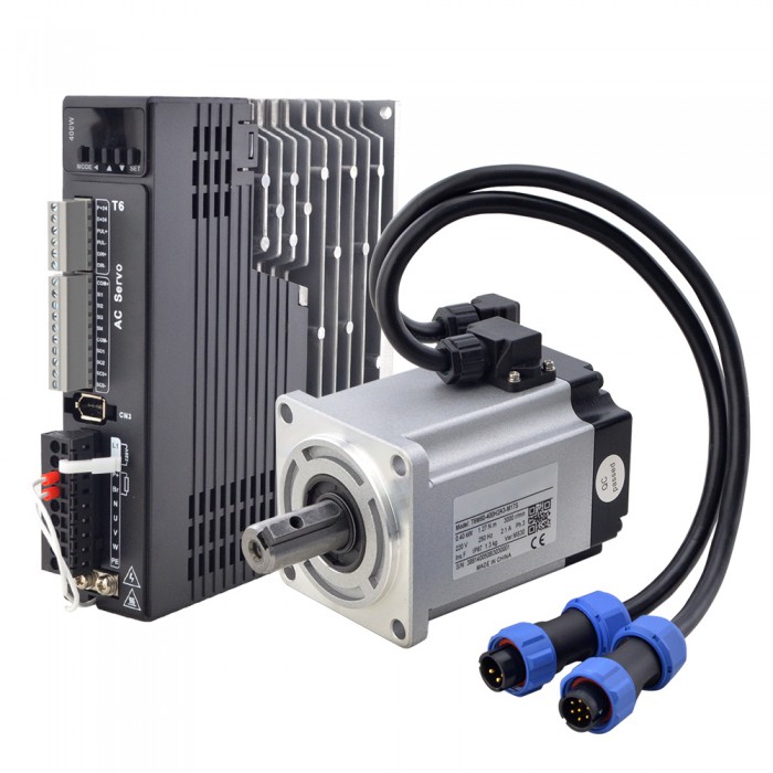 T6 Series 400W Digital AC Servo Motor & Driver Kit 3000rpm 1.27Nm 17-Bit Encoder IP65