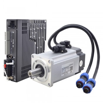 T6 Series 400W Digital AC Servo Motor & Driver Kit 3000rpm 1.27Nm with Brake 17-Bit Encoder IP65