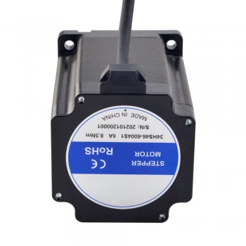 S Series Nema 34 Stepper Motor 1.8 Deg 8.5Nm(1203.94oz.in) 6.0A 2 Phase Key-way Shaft 4 Wires