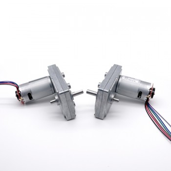 2Pcs 12V 24V Brushed DC Gear Motor with Encoder Reduction DC Motor 50kg.cm
