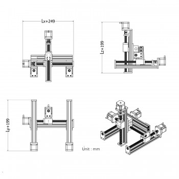 Gantry Linear Guide Stage XYZ Slide Table X=100mm,Y=100mm, Z=50mm Stroke Linear Stage Module