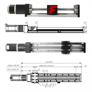 FSK80 15mm Double Guide Rails Ball Screw Linear Stage Module with NEMA24 Stepper Motor